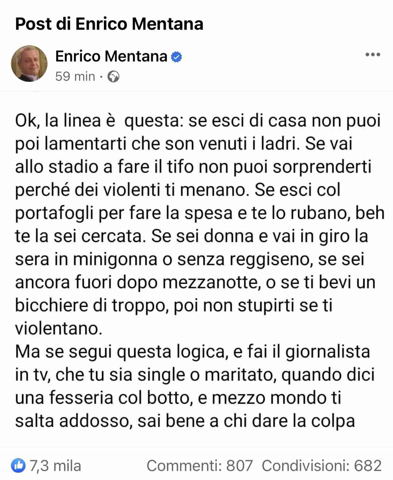 Mentana Giambruno commento Facebook